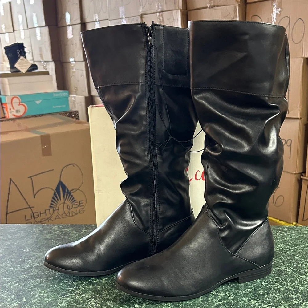 Style & Co. Black Over-the-Knee Faux Leather Boots